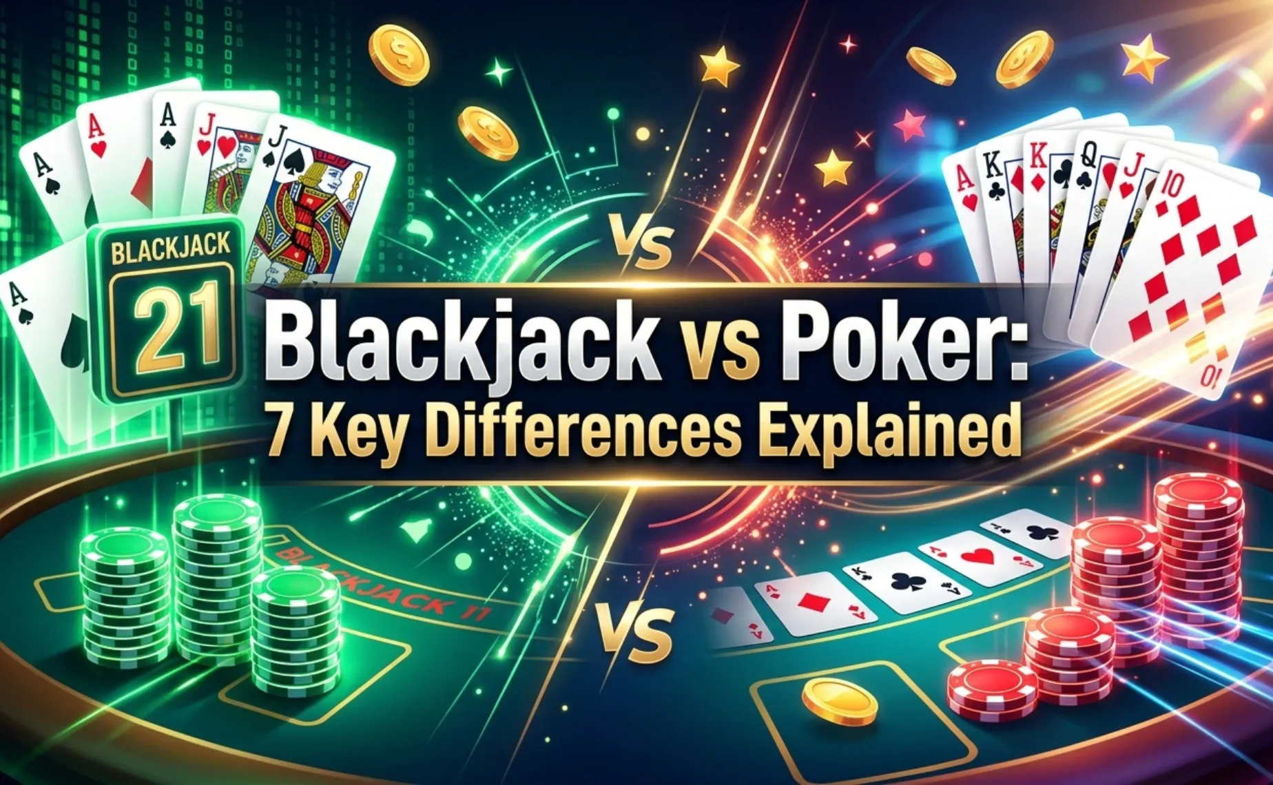 blackjack vs poker explained
