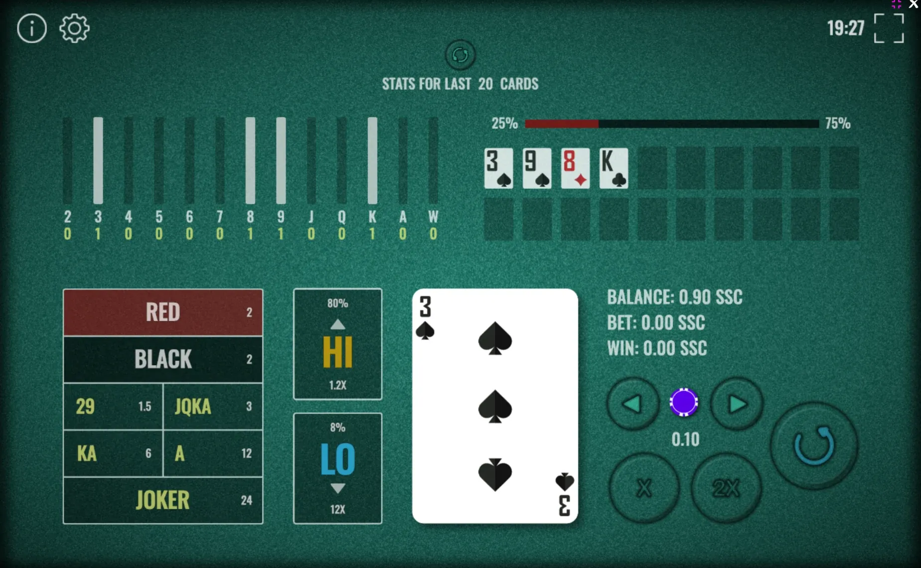 how to play high low card game