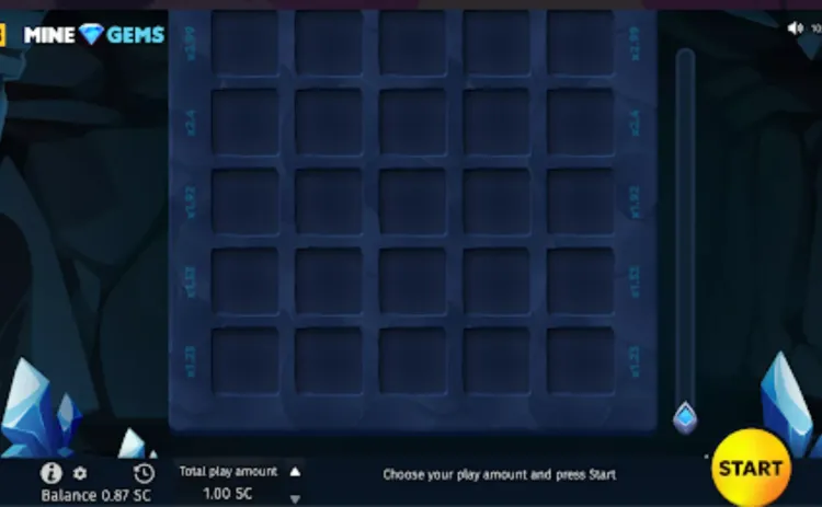 mine gems game interface